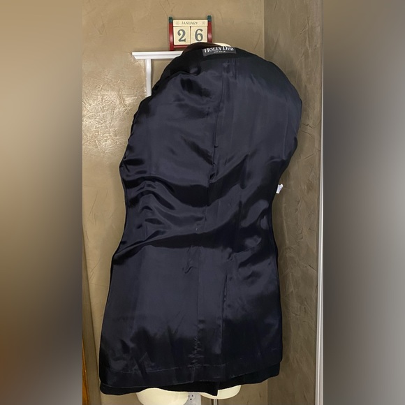 Holly Deb Vintage WOOL Blend Women Coat Black Double Breasted in Military Style - Picture 15 of 16